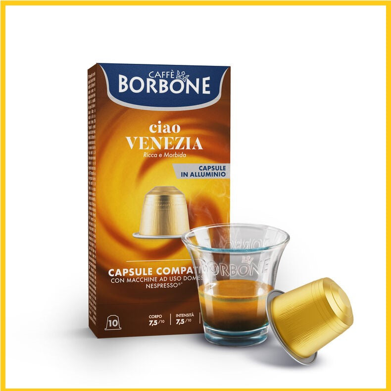 100 Cápsulas aluminio Caffè Borbone Ciao Venezia Compatibles Nespresso