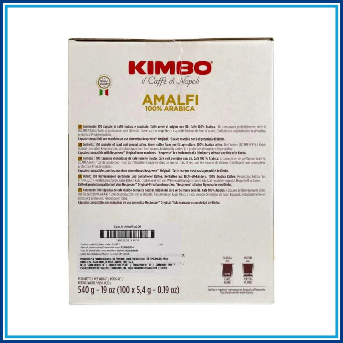 Kimbo Amalfi - Compatibile Nespresso - 100 Caffè - dettaglio