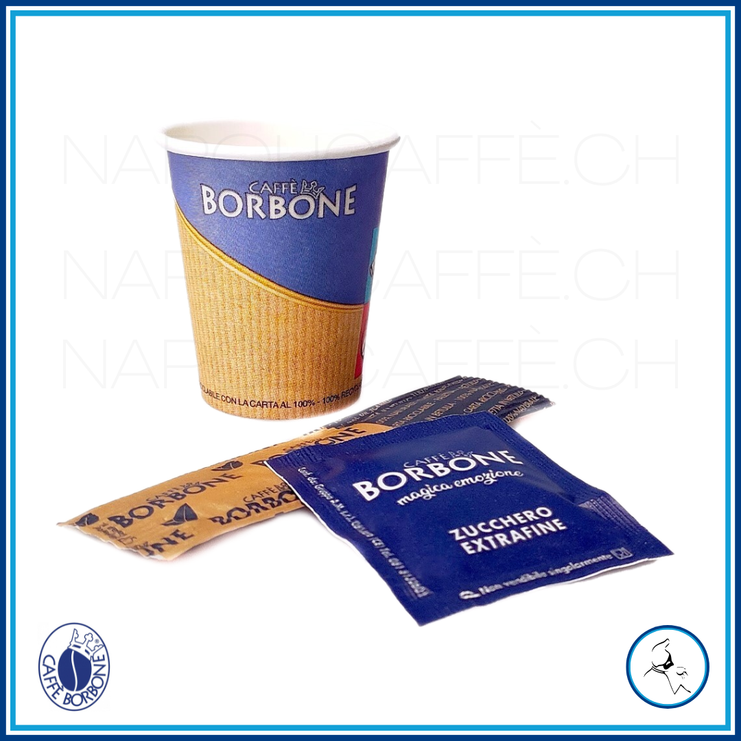 Kit Borbone 150 pcs - Gobelets en plastique, agitateurs, sucre