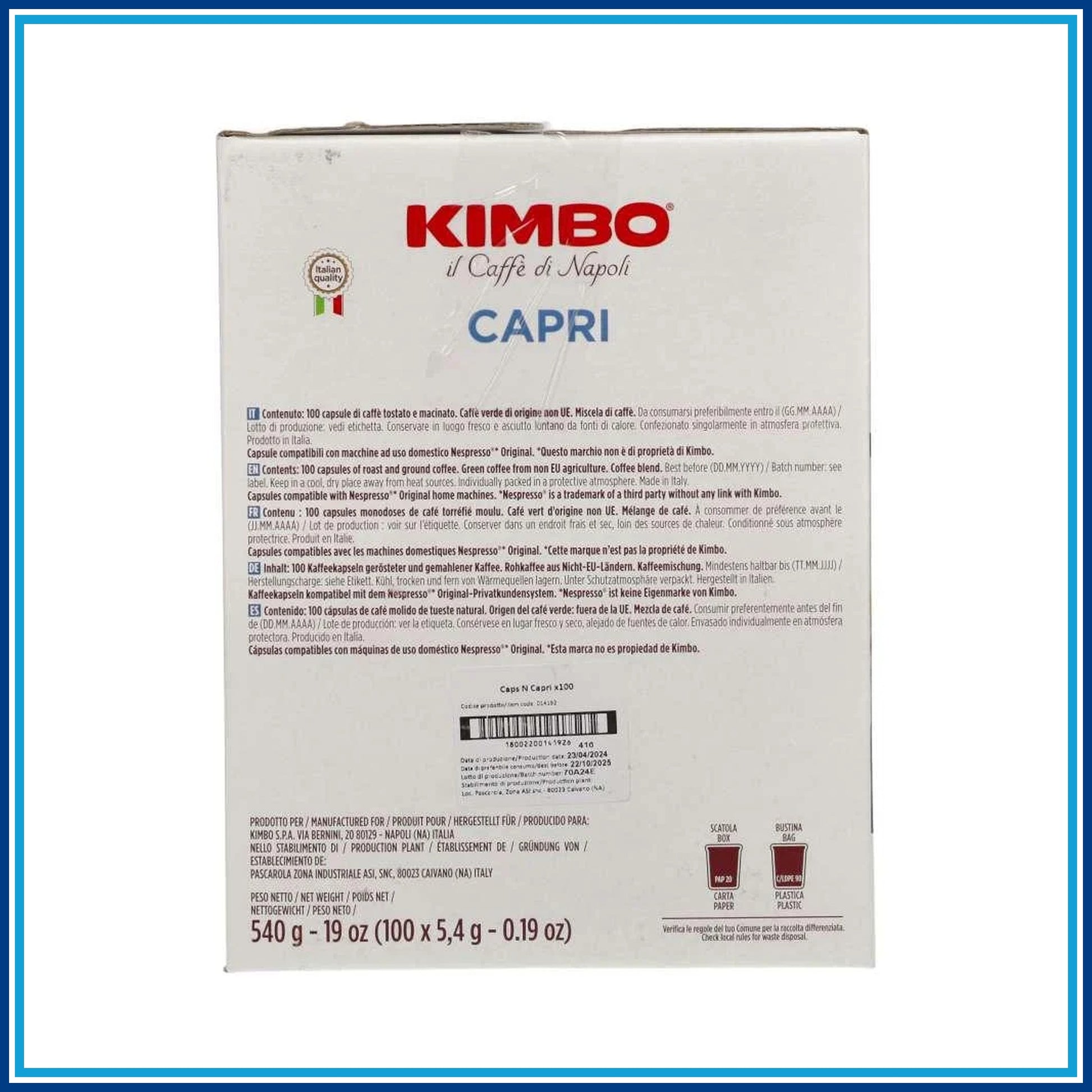 Kimbo Capri - Compatibile Nespresso - 100 Caffè - dettaglio