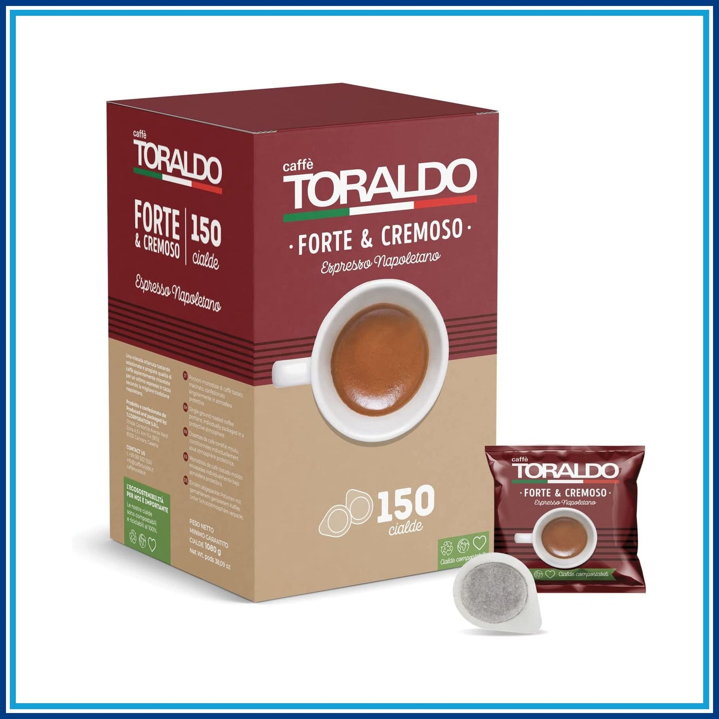Toraldo Forte e Cremoso - Cialde - 150 Caffè - confezione